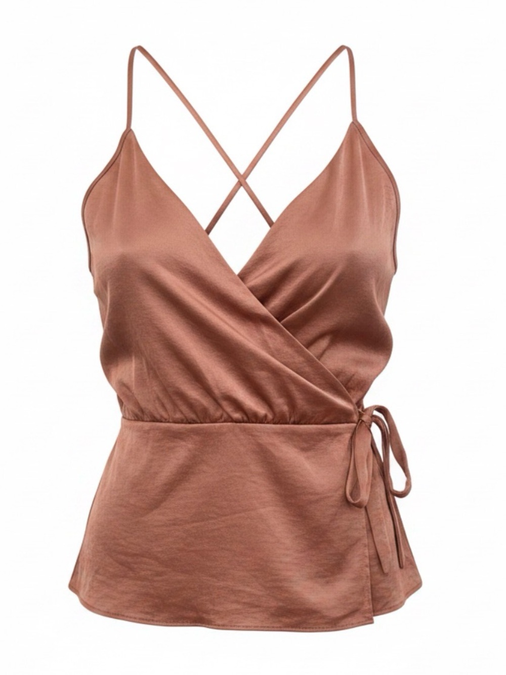 Express Satin Wrap Cami in Rust